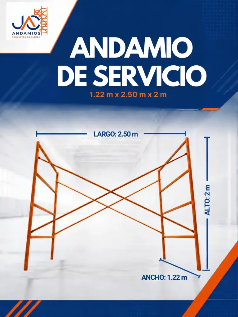 Andamio de servicio 1.22 mts x 2.50 mts x 2.00 mts  